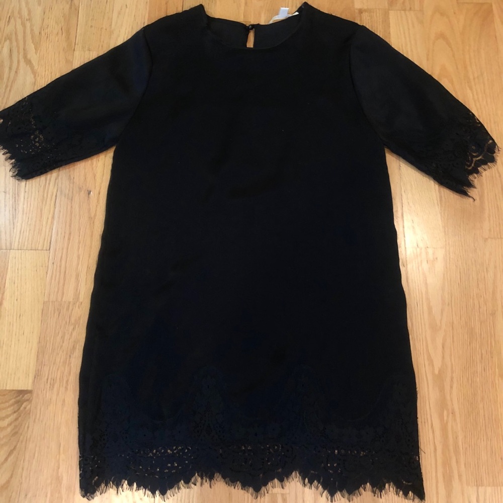 Francescas Collection Black Silk and Lace Dress